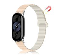 MiRowy Silicone Bracelet pour Xiaomi Smart Band 10/Xiaomi Smart Band 9 / Mi 8, Magnétique Silicone Bracelet de Remplacement (Abricot/Blanc)