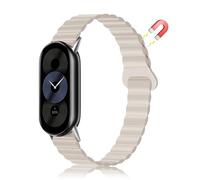 MiRowy Silicone Bracelet pour Xiaomi Smart Band 10/Xiaomi Smart Band 9 / Mi 8, Magnétique Silicone Bracelet de Remplacement (Blanc)