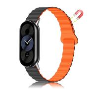 MiRowy Silicone Bracelet pour Xiaomi Smart Band 10/Xiaomi Smart Band 9 / Mi 8, Magnétique Silicone Bracelet de Remplacement (Gris/Orange)