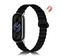 MiRowy Silicone Bracelet pour Xiaomi Smart Band 10/Xiaomi Smart Band 9 / Mi 8, Magnétique Silicone Bracelet de Remplacement (Noir)