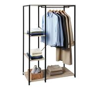 Miroytengo Armoire dressing ouverte avec 3 étagères et barre couleur bois clair/noir mélaminé et métal 90 x 167 x 40 cm