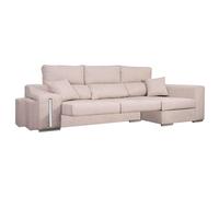 Miroytengo Canapé d'angle droit 3 places, coffre, 2 poufs, sièges extensibles Oscar beige, 263 cm