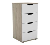 Miroytengo Chiffonnier, Commode chambre 4 tiroirs PARC chêne sonoma et blanc mat avec 40 x 79 x 38 cm