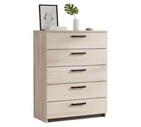 Miroytengo Commode Watson de chambre style moderne couleur chêne Kronberge et chêne Waterford avec 5 tiroirs 79,6 x 102,5 x 41,1 cm.