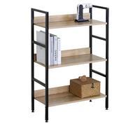 Miroytengo Étagère basse de salon Rubi couleur chêne cambrian et noir avec 3 étagères en mélamine et métal 60 x 93 x 28 cm
