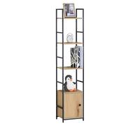 Miroytengo Étagère bibliothèque de salon Rubi avec 4 étagères et 1 porte couleur chêne cambrian et noir mélamine métal 29 x 144 x 24 cm