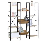 Miroytengo Étagère bibliothèque pour salon ou bureau avec 11 étagères couleur chêne et noir 125 x 150 x 27 cm