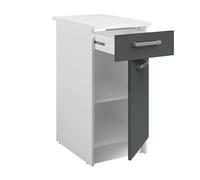 Miroytengo Meuble de cuisine bas modulaire inférieur Vetro 1 tiroir 1 porte Gris brillant et blanc 40 x 84 x 60 cm