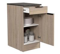 Miroytengo Module de cuisine inférieur Arko style industriel couleur chêne rugueux et noir avec 1 tiroir et 1 porte, 40 x 86 x 60 cm