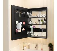 MIRPLUS Armoire de salle de bain avec miroir de 50,8 x 76,2 cm, miroir à pharmacie, armoire à bijoux, support mural, miroir de salle de bain à gradation tricolore avec anti-buée, équipée d'une étagère