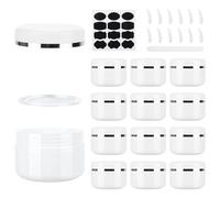 MirraSwit 12 Pièces 100ml Contenant Cosmetique Vide, Blanc | Pot Vide Cosmétiques, Pots de Crème de Cosmétiques en Réutilisable Plastique, avec Spatule et Étiquette pour Crème Lotion