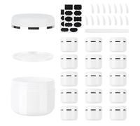 MirraSwit 15 Pièces 50ml Contenant Cosmetique Vide, Blanc Pot Vide Cosmétiques, Pots de Crème de Cosmétiques en Réutilisable Plastique, avec Spatule et Étiquette, Stylo pour Crème Lotion
