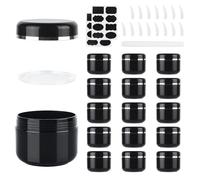 MirraSwit 15 Pièces 50ml Contenant Cosmetique Vide, Pot Vide Cosmétiques, Pots de Crème de Cosmétiques en Réutilisable Plastique, avec Spatule et Étiquette, Stylo pour Crème Lotion