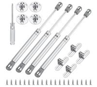 MirraSwit 4 Pièces Verin Hydraulique Kit d'Accessoires de Clapet à Ressort, 100N Vérins à Gaz Hydrauliques, Charniere Porte Cuisine pour Placard, Verin Meuble pour Télévision Meuble, Armoire, Étagère