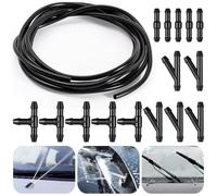 MirraSwit 4M Kit de Tuyau Essuie Glace, Auto Kit de Tuyau Essuie Glace avec 9 Pièces Raccord de Tuyau (Type Y I T), Durite Lave Glace pour Connecter la Pompe à Eau et Les Buses de la Voiture