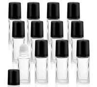 Mirrline Lot de 12 flacons roll-on vides de 30 ml pour huile essentielle avec flacon en plastique et bouchon noir pour parfum, huiles cosmétiques
