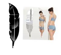 Mirroir Stickers Muraux Miroir Stéréoscopique Miroir en Forme De Plume à Panache De Ménage Mural