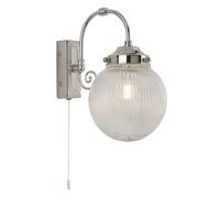 Mirroir Wandleuchte Bain avec Interrupteur IP44 Chrome Blanc E14 Verre Métal