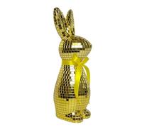 Mirror Ball Bunny - Reflective Easter Rabbit Statue, Decorative Bunny Display for Styling, Festive Mantel Accent, Spring Holiday Ornament with Polished Finish, Seasonal Display Figures for Collecting