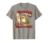 Mirror Check Complete Funny Frog Self Care and Work Humour T-Shirt