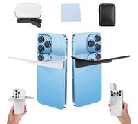 Mirror Effect Lens - Capture Stunning Reflections Instantly, Smartphone Camera Mirror Reflection Clip Kit, Adjustable HD Glass Phone Photography Flip Mirror for All Phones (White+Black)