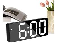 Mirror LED Clock, Electronic Large Display Alarm, 6.3x2.36x0.79 inches, Modern Mirror Design, Oversized Numbers, Mode Adjustable Angle for Bedroom Dressing Table Dorm Living Room Decor