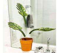 Mirror Monstera - Bathroom Organizer That Mounts to The Mirror,Pot Design Holder with 3 Leaves,No-Drill No-Trace Storage for Jewelry,Bracelets,Watches,Wallets,Toothbrush & Toothpaste Organizer