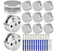 Mirror Mounting Clips - Round Glass Fixing Hangers, Frameless Wall Clips | Frameless Mirror Wall Clips, Round Glass Fixing Hangers, Secure Mounting Hardware, Space-Saving Design for Bathroom Home