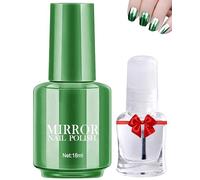 Mirror Nail Gel Glue Polish Set-18ML Argenté Vernis à Gel Colle Ongles Brillant à Miroir with No Wipe Glossy Clear Base Top Coat,Longue Durée Magnifique Effet Miroitant Nail Art Polonais-11
