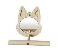Mirror Perch Birds, Interactive Parakeet Wooden Toy, Parrot Cage Toys 5.91x4.72x3.54 inches for Parakeet, African Grey, Conure, Cockatiel, Lovebird, Finch, Canary