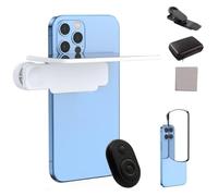 Mirror Reflection for iPhone Camera, Smartphone Camera Mirror Reflection Clip Kit, Adjustable HD Glass Phone Shooting Reflection Mirror Clip for Outdoor Travel Photography (White, Remote Control)