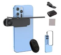 Mirror Reflection for iPhone Camera, Smartphone Camera Mirror Reflection Clip Kit, Adjustable HD Glass Phone Shooting Reflection Mirror Clip for Outdoor Travel Photography (Black, Remote Control)