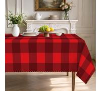 MIRRORANG 140x300cm Nappes à Carreaux Rouges et Noirs, décorations de Noël | Décor de table pour la fête du Nouvel An en famille,à la maison ou dans la cuisine : imperméable et résistante à l'huile