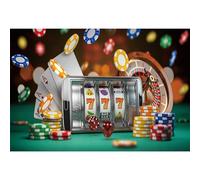 MIRRORANG 2,2x1,5m Arrière-Plans de Casino pour Photoshoot casio Machine à sous Vert Cartes de Table de Jeu Pocker Casino décorations de fête sur Le thème Fond de Photographie, Vinyle
