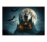 MIRRORANG 2,2x1,5m Halloween vampire château toile de fond désert maison hantée chauve-souris arbre étrange pleine lune photographie fond halloween carnaval nuit horreur thème fête décoration bannière