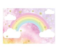 MIRRORANG 2,5x1,8m Arc-en-Ciel Toile de Fond pour Filles Anniversaire Fête Briller Star Arc-en-Ciel Rose Ciel Nuage La Photographie Fond Arc-en-Ciel Nouveau née Douche de bébé Toiles de Fond, Vinyle