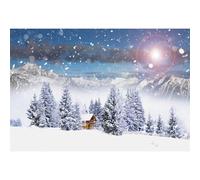MIRRORANG 2,5x1,8m Hiver Forêt Paysage Toile de Fond Neige Montagnes des Arbres Scène de Coucher de Soleil La Photographie Contexte Noël Fête Décoration Nouveau née Douche de bébé Date, Vinyle