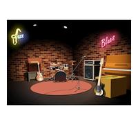 MIRRORANG 2,5x1,8m Music Club Toile de Fond Rock and Roll Jazz Blues Music Club Fond de Scène pour la Photographie Bar Musique Band Instrument Concert Salutation Fête Performing Décor, Vinyle