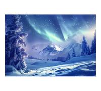 MIRRORANG 3x2,5m Aurore boréale Toile de Fond Hiver Montagnes de Neige forêt de pins glacés lumières Polaires Vertes norvégien Photographie Fond pour Paysage d'hiver Maison Voyage décor de fête