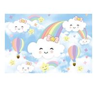 MIRRORANG 3x2,5m Dessin animé Arc-en-Ciel Nuages Toile de Fond Aquarelle Bleu Ciel étoiles montgolfière Photographie Fond bébé Douche fête d'anniversaire décorations bannière, Vinyle