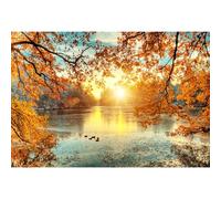 MIRRORANG 4,5x3m L'automne Toile de Fond L'automne Paysage Érable Feuille Automne Parc Paysage Coucher du Soleil Nature Paysage Fond pour la Photographie Vacances Vacances Photo Papier Peint, Vinyle