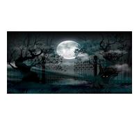 MIRRORANG 76x30cm Fond d'aquarium Sombre et Effrayant, clôture Pleine Lune, Branches effrayantes, Nuit d'halloween, Vinyle pour Aquarium