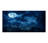 MIRRORANG 76x46cm Fond d'écran Durable en Vinyle pour Aquarium, Motif Sombre et Effrayant, Arbres, Pleine Lune, Pierre tombale, Nuit d'horreur, Halloween