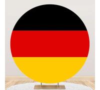 MIRRORANG Polyester Diamètre 1.8m Toile de Fond Ronde Noir Rouge et Jaune, Drapeau National Allemand, Anniversaire, fête des Anciens Combattants, Patriotique, commémoration, bannière pour photomaton