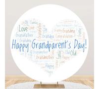 MIRRORANG Polyester Diamètre 2.3m Joyeux Anniversaire des Grands Parents, Toile de Fond Ronde, félicitations pour Grand père, Grand mère, arrière Plan de Photographie Blanc, décor de fête de Retraite