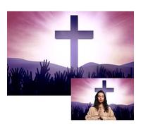 MIRRORANG Toile de fond 3 x 2 m avec croix Jésus Christ coucher de soleil église sépulcre Seigneur prière chrétienne Photographie arrière-plan Noël Pâques religieuse croyance Seigneur prier