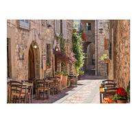 MIRRORANG Toile de fond de 2,2 x 1,5 m - Vieille ruelle italienne - Petite ville européenne - Rue étroite - Café - Photographie - Village - Bâtiment - Voyage - Mariage - Accessoires de studio photo