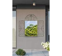MirrorOutlet GM080 Grande fenêtre de Jardin Rustique en métal avec Ouverture de Miroir 102 cm x 61 cm, Argent Champagne.
