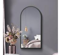 MirrorOutlet Grand Miroir Mural Moderne arqué en métal Noir : (80 cm x 40 cm) - Convient pour la Chambre, Le Salon, Le Dressing et Les espaces de Vie.