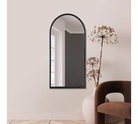 MirrorOutlet The Arcus Miroir Mural Moderne arqué avec Cadre en métal Noir 120 x 60 cm Cadre 2 cm de Large et 3 cm de Profondeur